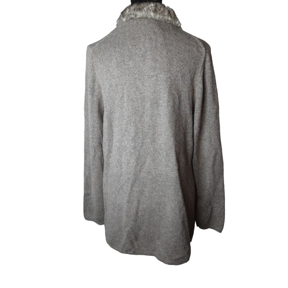NWT Vertical Design Rabbit Hair Trim Collar Open Cardigan Size Large Women's - Picture 3 of 9